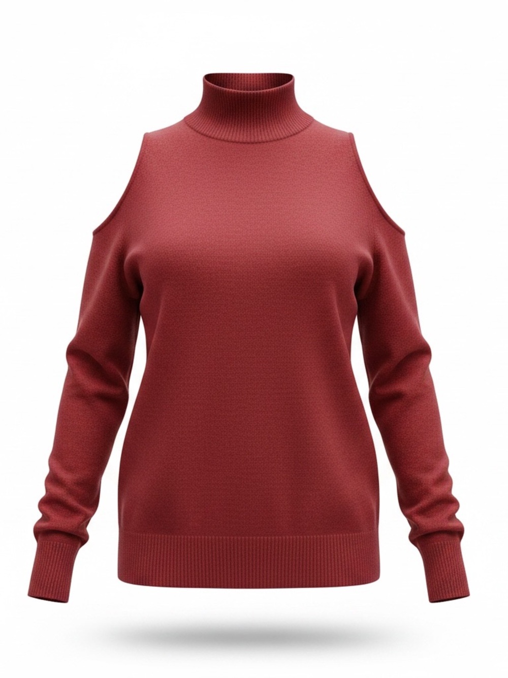 Women's halogen Red Turtleneck cold shoulder Sweater